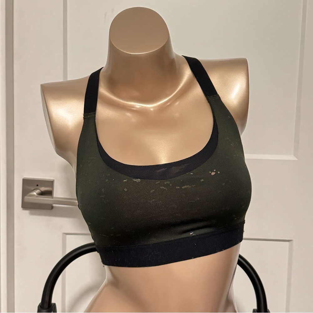 Olive Green and Gold Champion Sports Bra
